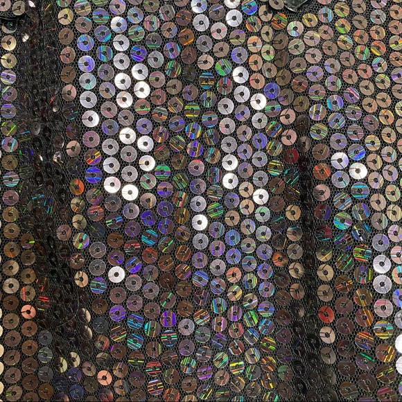 Line & Dot Thea Sequin Mini Dress in Black, Deep V-neck, NWT, Hidden Side Zipper - Picture 5 of 15